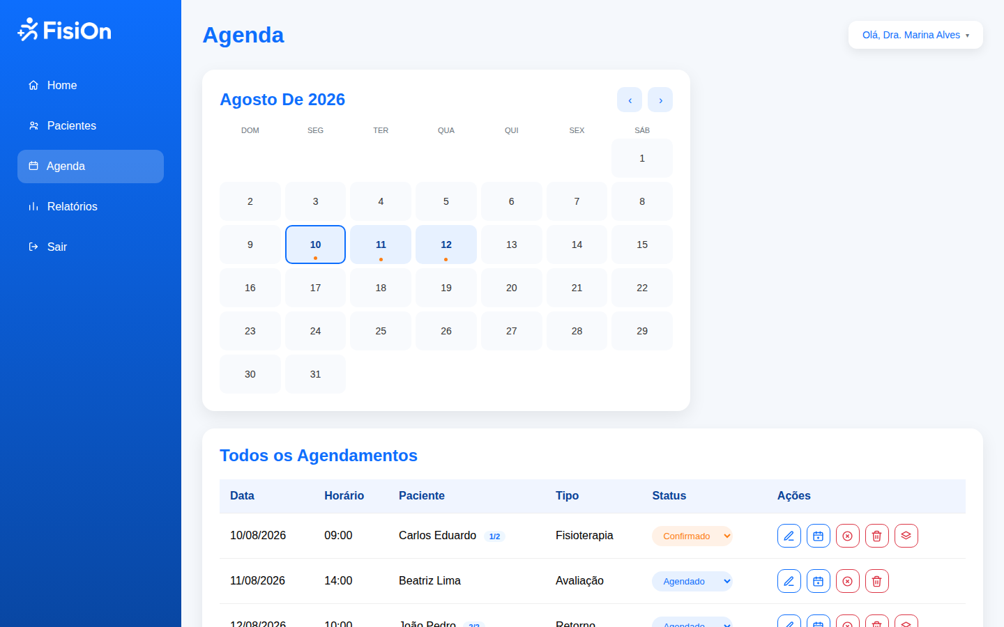 Agenda do FisiOn